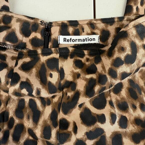Reformation Sera Leopard High Waist Zip Straight Animal Print 0 Pant MSRP $198 - Picture 6 of 7